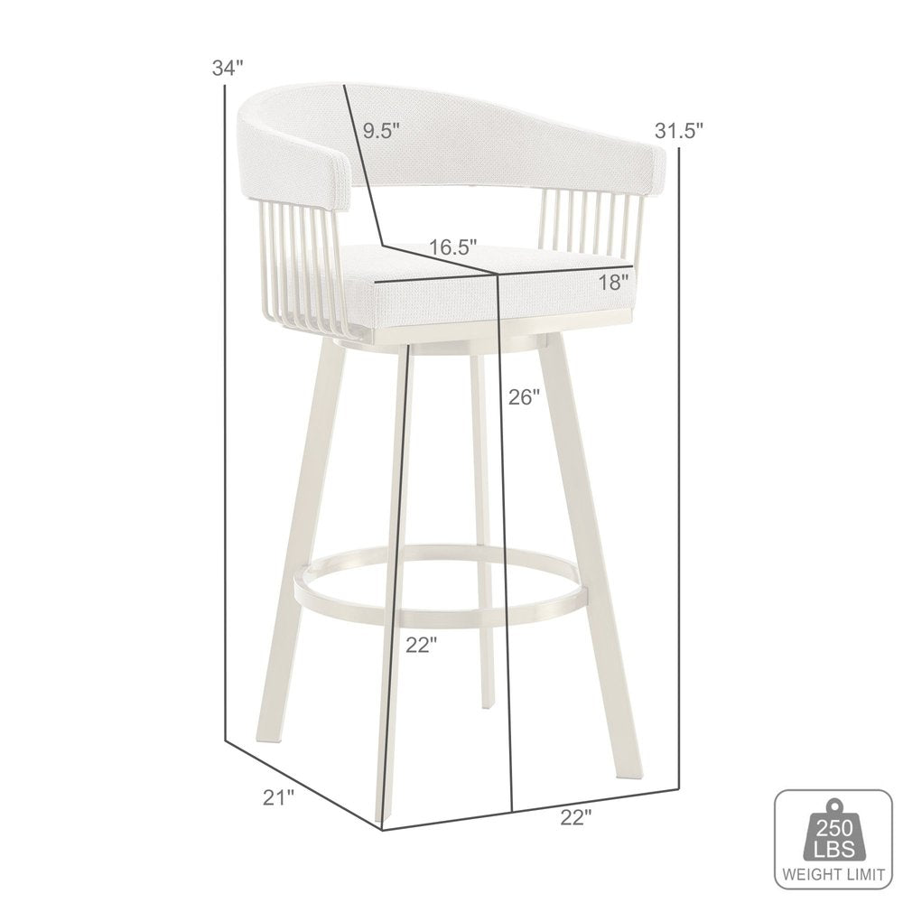 26" Gray and Gold Fabric and Stainless Steel Low Back Counter Height Swivel Bar Chair