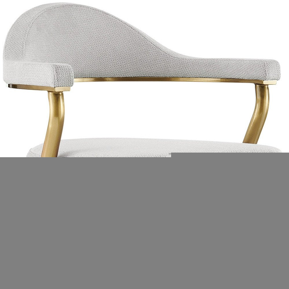 26" Silver and Gold Fabric and Stainless Steel Counter Height Swivel Bar Chair