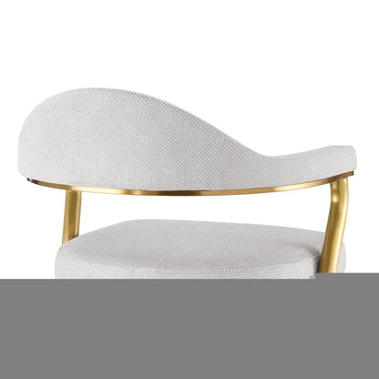 26" Silver and Gold Fabric and Stainless Steel Counter Height Swivel Bar Chair