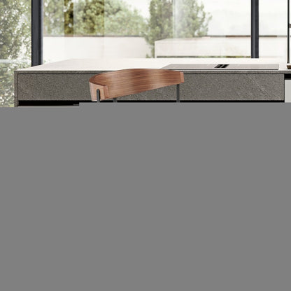 30" Gray Brown and Black Faux Leather and Iron Low Back Bar Height Swivel Bar Chair