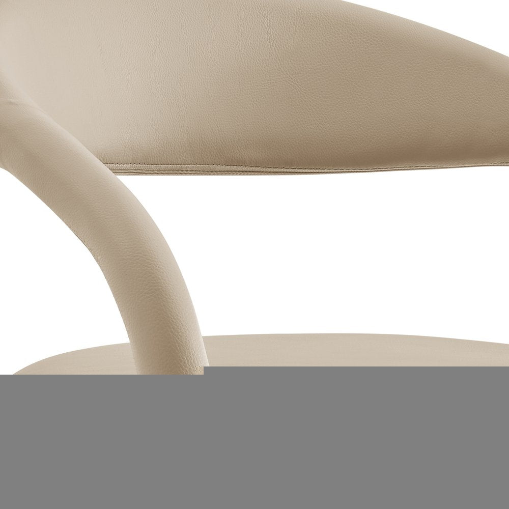 26" Beige and Black Faux Leather and Iron Low Back Counter Height Swivel Bar Chair