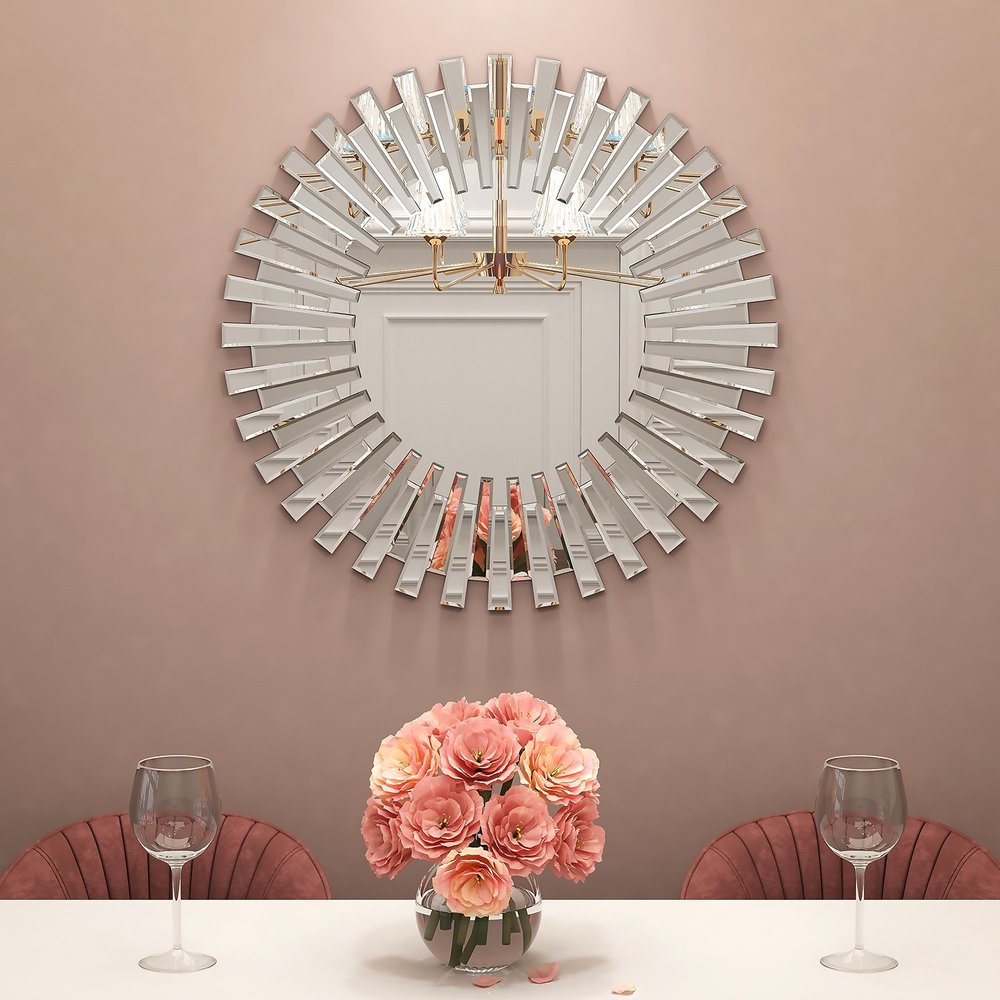 32" Silver Sunburst Unframed Accent Mirror