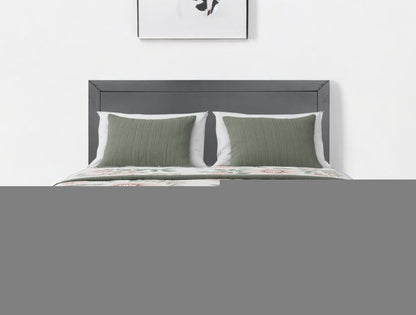 Gray Inlaid Panels Wood Queen Bed Frame