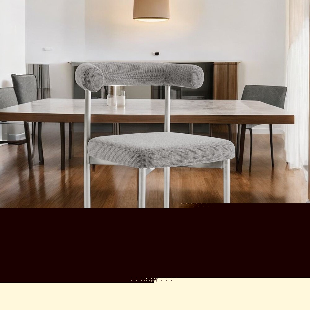 Set of Two Gray And Silver Upholstered Polyester Open Back Dining Side Chairs