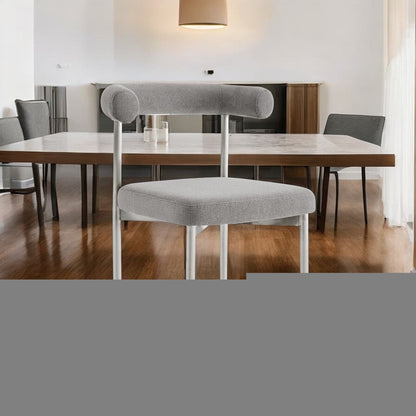 Set of Two Gray And Silver Upholstered Polyester Open Back Dining Side Chairs