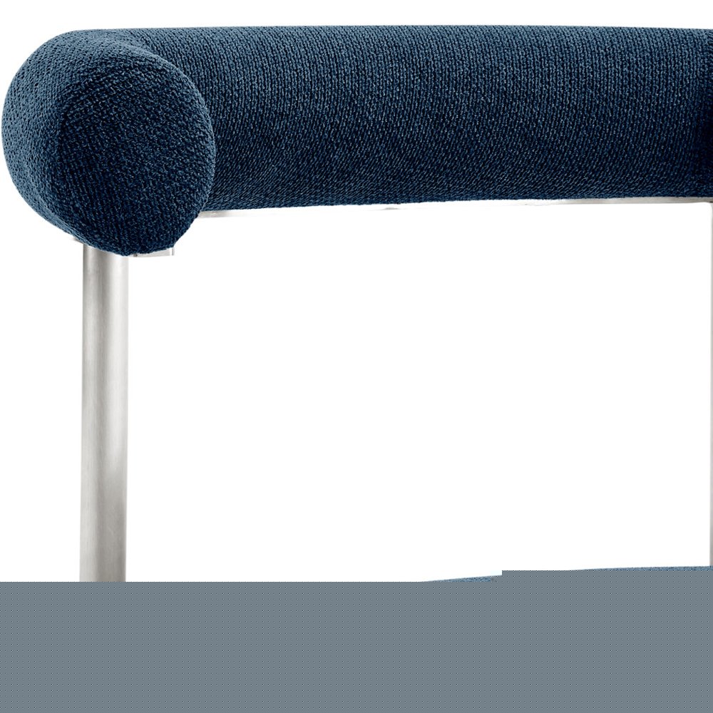 Set of Two Blue And Silver Upholstered Polyester Open Back Dining Side Chairs