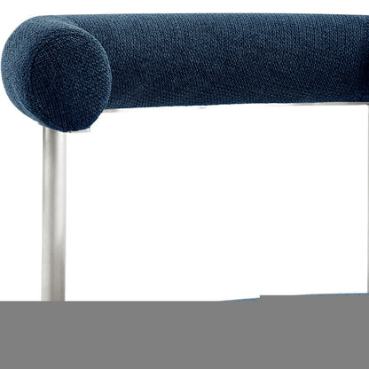 Set of Two Blue And Silver Upholstered Polyester Open Back Dining Side Chairs