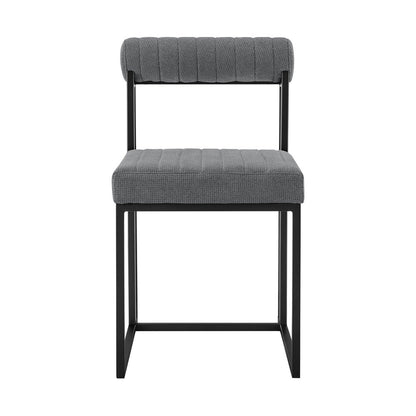 Set of Two Gray And Black Upholstered Polyester Open Back Dining Side Chairs