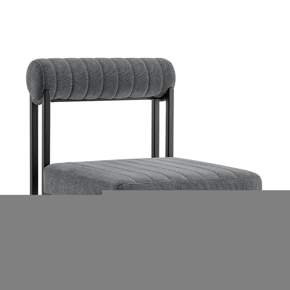 Set of Two Gray And Black Upholstered Polyester Open Back Dining Side Chairs