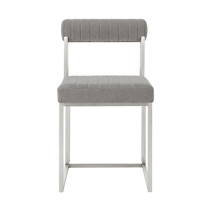 Set of Two Gray And Silver Upholstered Polyester Open Back Dining Side Chairs