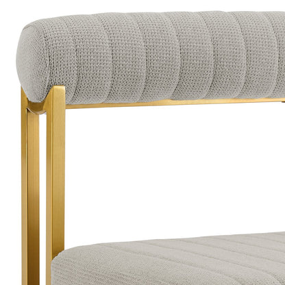 Set of Two Gray And Gold Upholstered Polyester Open Back Dining Side Chairs