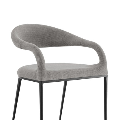 Set of Two Gray And Black Upholstered Polyester Open Back Dining Arm Chairs