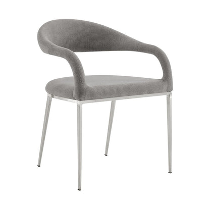 Set of Two Gray And Silver Upholstered Polyester Open Back Dining Arm Chairs