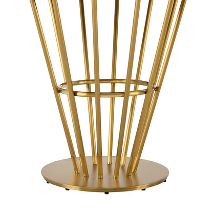 48" Clear And Gold Glass And Stainless Steel Pedestal Base Round Top Dining Table