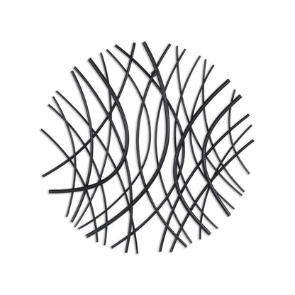 24" X 24" Black Metal Circle Abstract Hanging Dimensional Sculpture