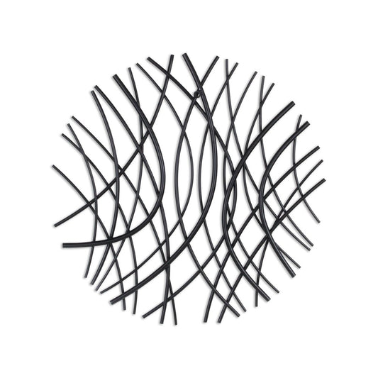 24" X 24" Black Metal Circle Abstract Hanging Dimensional Sculpture