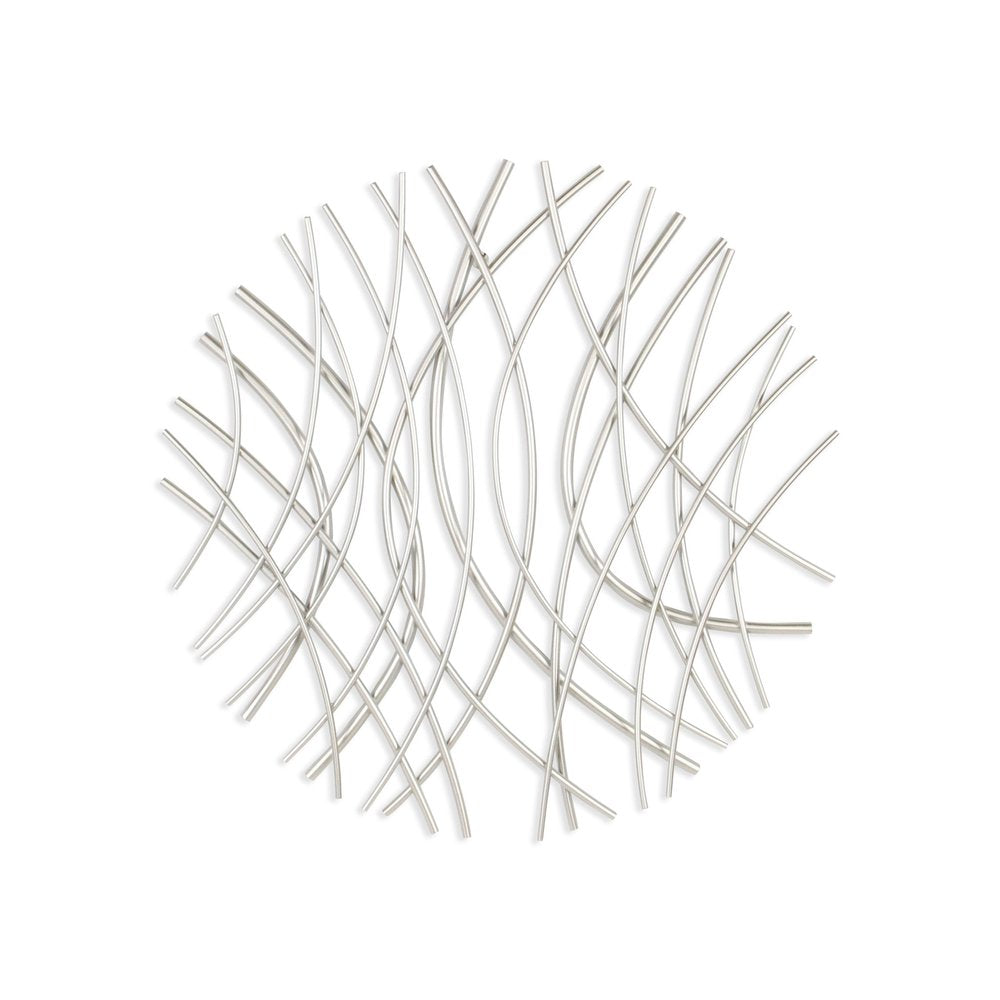24" X 24" Silver Metal Circle Abstract Hanging Dimensional Sculpture