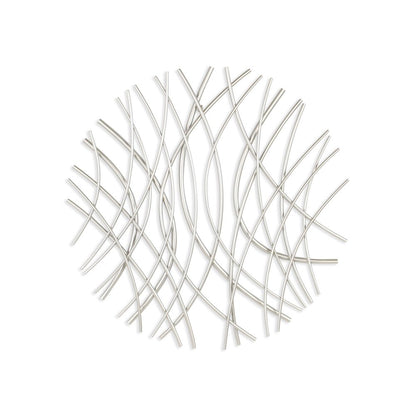 24" X 24" Silver Metal Circle Abstract Hanging Dimensional Sculpture