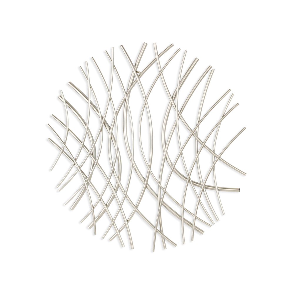 24" X 24" Silver Metal Circle Abstract Hanging Dimensional Sculpture