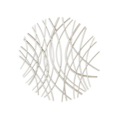 24" X 24" Silver Metal Circle Abstract Hanging Dimensional Sculpture