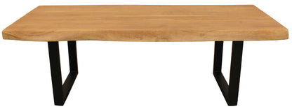 59" Natural And Black Solid Wood And Iron Live Edge Coffee Table