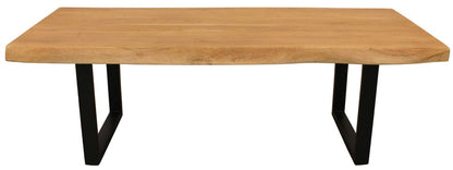 59" Natural And Black Solid Wood And Iron Live Edge Coffee Table