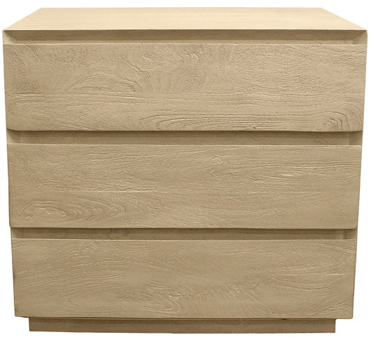24" Natural Solid Wood Three Drawer Nightstand