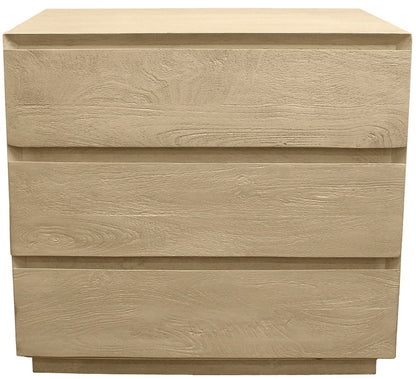24" Natural Solid Wood Three Drawer Nightstand