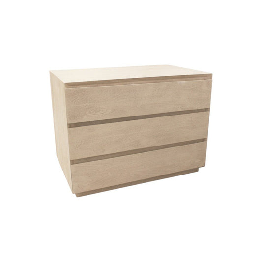 24" Natural Solid Wood Three Drawer Nightstand