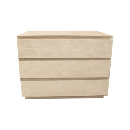 24" Natural Solid Wood Three Drawer Nightstand