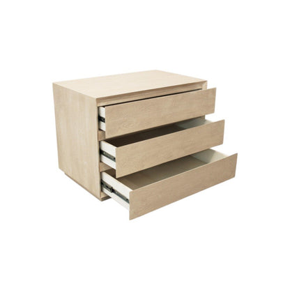 24" Natural Solid Wood Three Drawer Nightstand