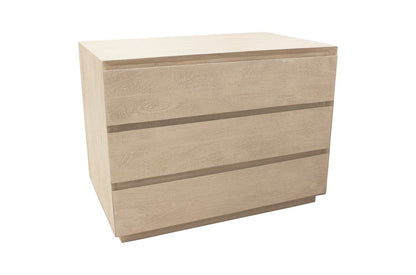 24" Natural Solid Wood Ribbed Texture Three Drawer Nightstand