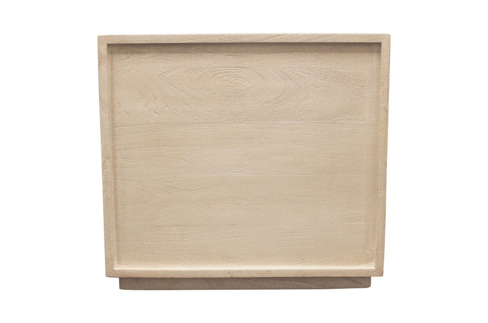 24" Natural Solid Wood Ribbed Texture Three Drawer Nightstand