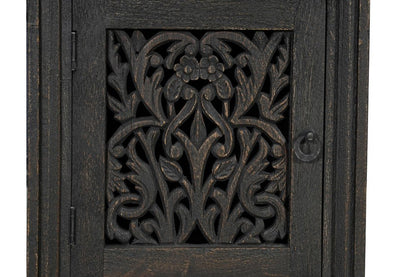 68" Black Carved Floral Scroll Solid Wood Computer Desk With Three Drawers