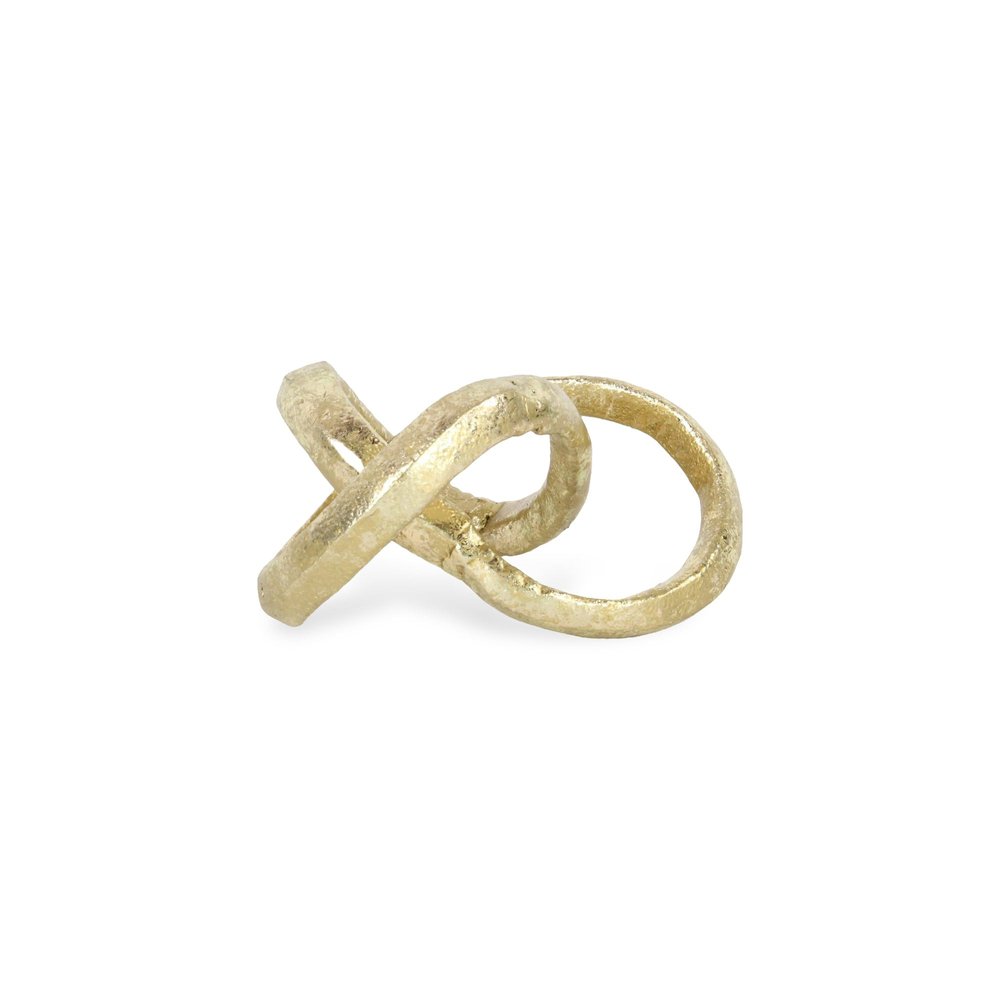 6" Gold Cast Iron Modern Abstract Infinity Knot Tabletop Sculpture