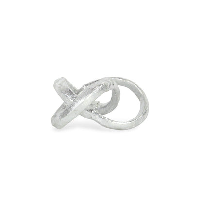 6" Silver Cast Iron Modern Abstract Infinity Knot Tabletop Sculpture