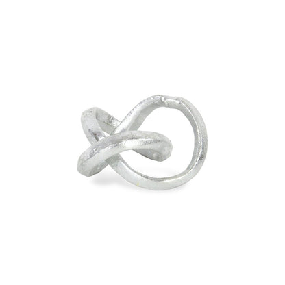 6" Silver Cast Iron Modern Abstract Infinity Knot Tabletop Sculpture