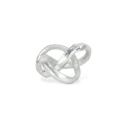 6" Silver Cast Iron Modern Abstract Infinity Knot Tabletop Sculpture