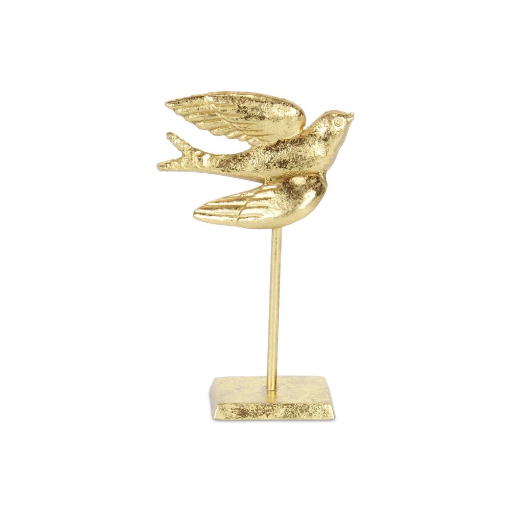9" Gold Cast Iron Bird Tabletop Sculpture