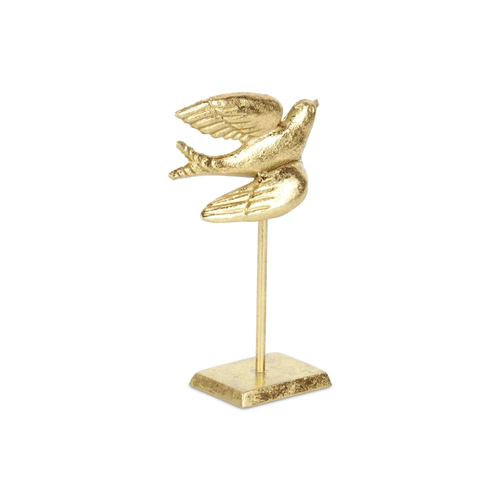 9" Gold Cast Iron Bird Tabletop Sculpture