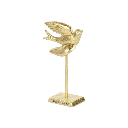 9" Gold Cast Iron Bird Tabletop Sculpture