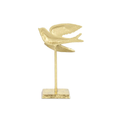 9" Gold Cast Iron Bird Tabletop Sculpture