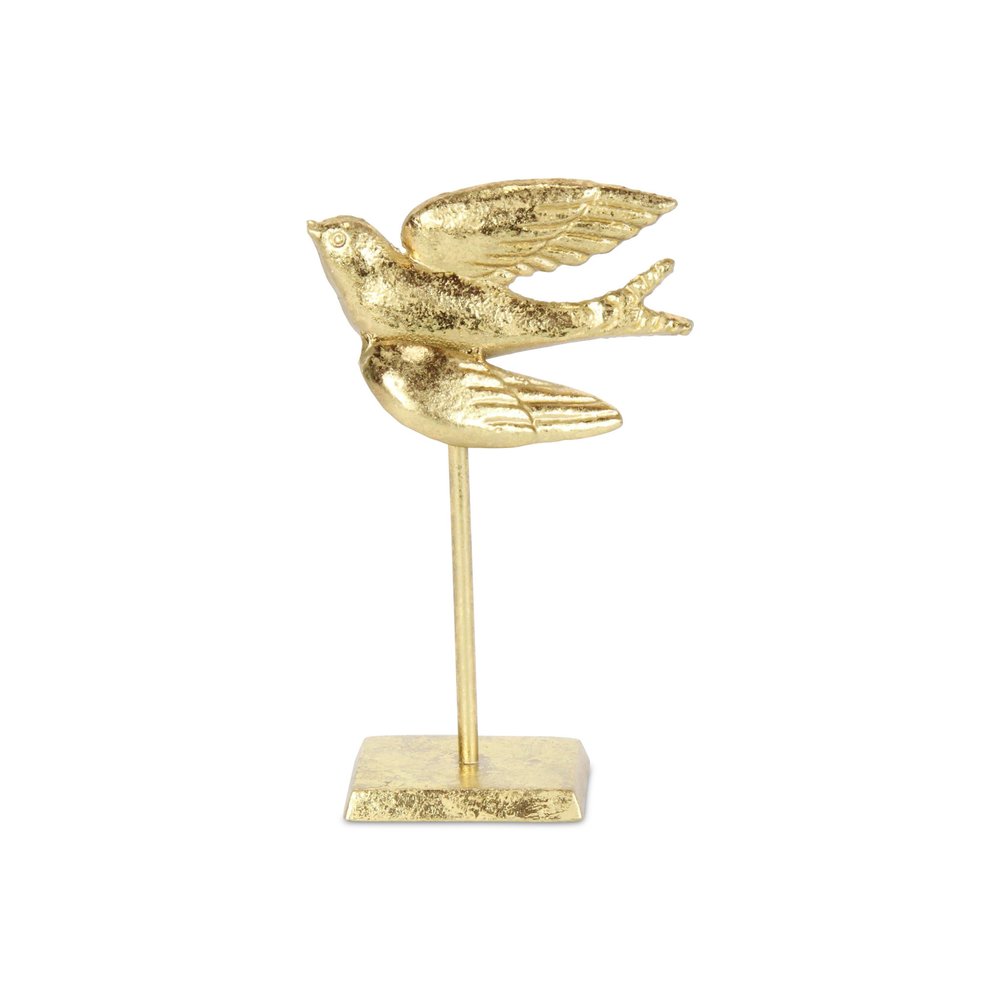 9" Gold Cast Iron Bird Tabletop Sculpture