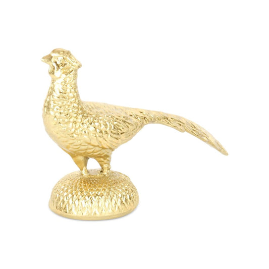 7" Gold Cast Iron Peacock Tabletop Sculpture