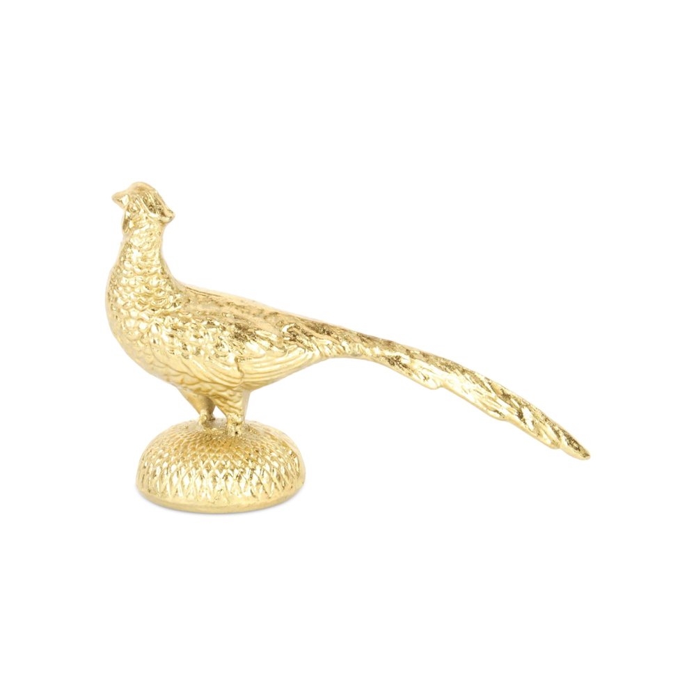 7" Gold Cast Iron Peacock Tabletop Sculpture