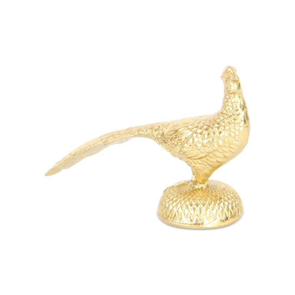7" Gold Cast Iron Peacock Tabletop Sculpture