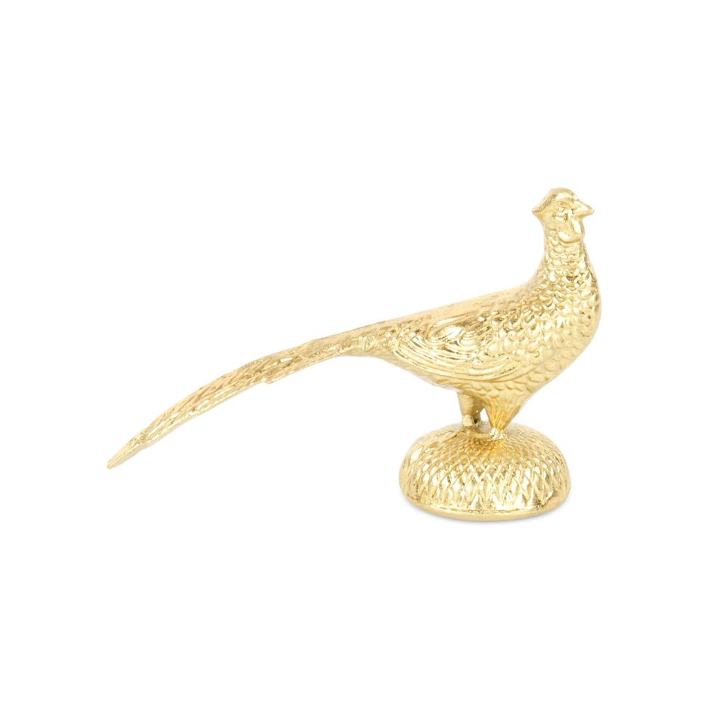 7" Gold Cast Iron Peacock Tabletop Sculpture