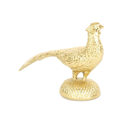 7" Gold Cast Iron Peacock Tabletop Sculpture