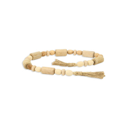 40" Brown Wood Beads And Rope Decorative Tassel