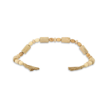 40" Brown Wood Beads And Rope Decorative Tassel